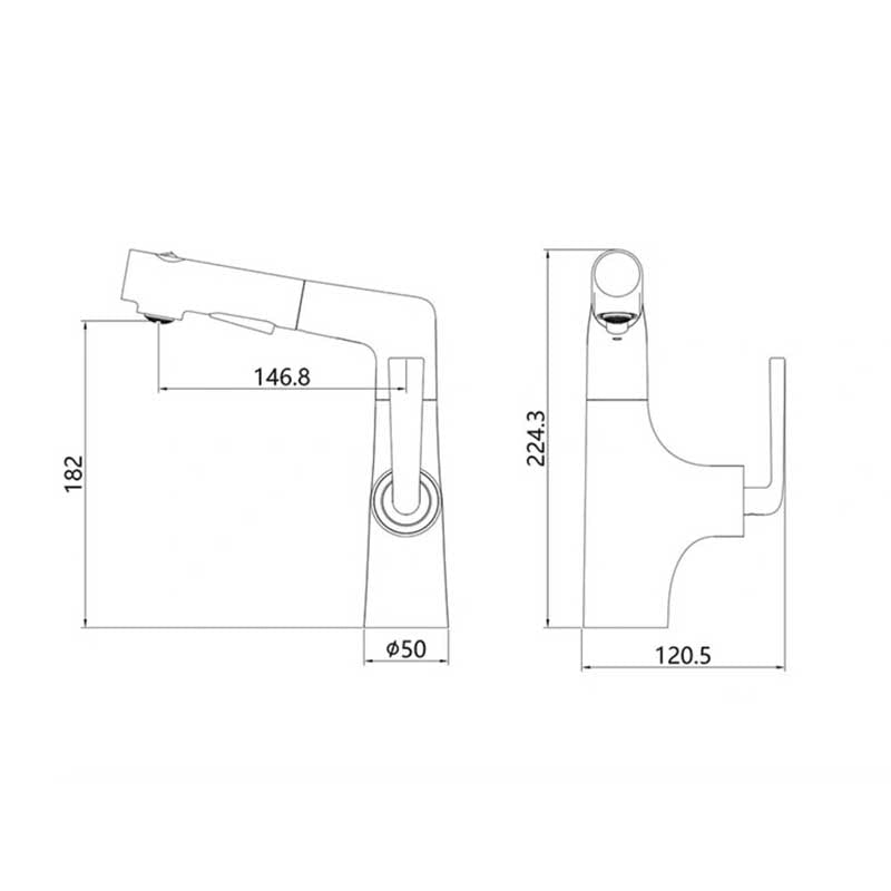 Boelon Brass Pull-Out Basin Faucet with Adjustable Height