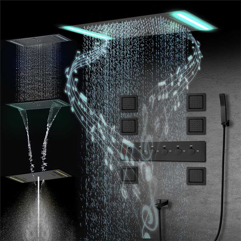 Boelon LED Rainfall Shower System with Integrated Speaker