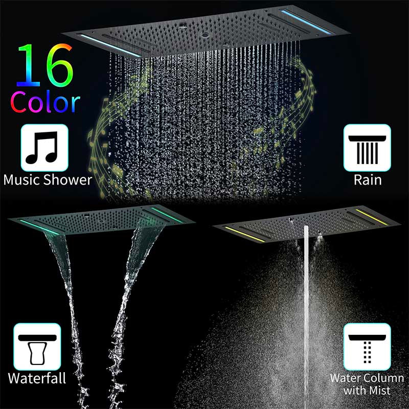 Boelon LED Rainfall Shower System with Integrated Speaker