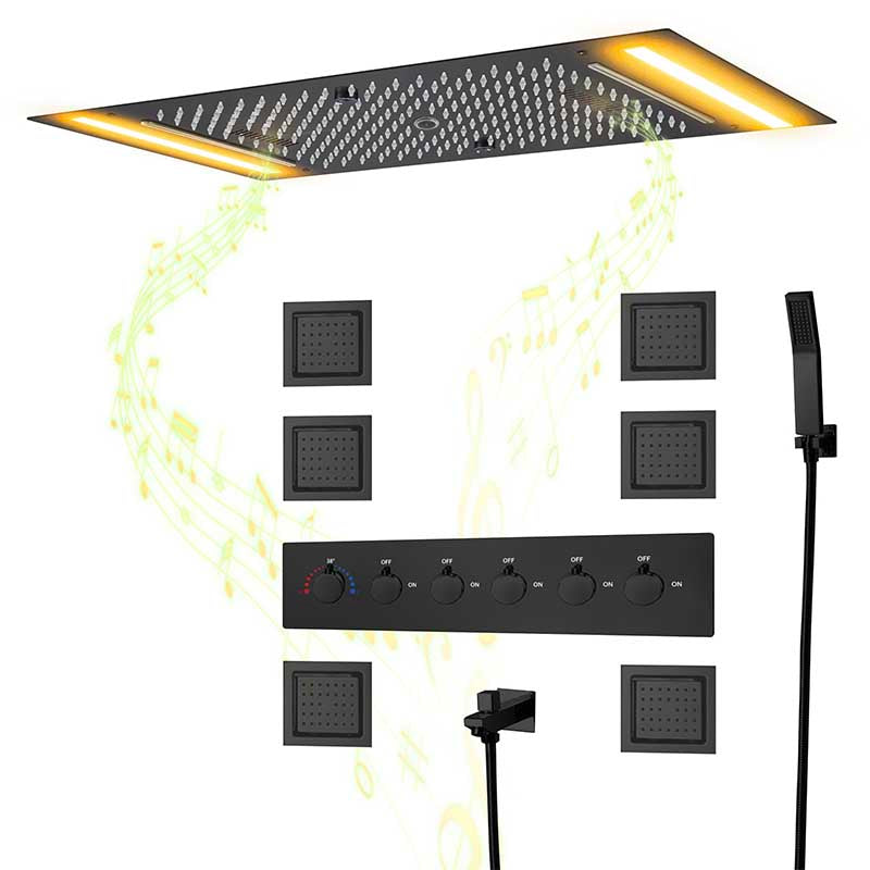 Boelon LED Rainfall Shower System with Integrated Speaker