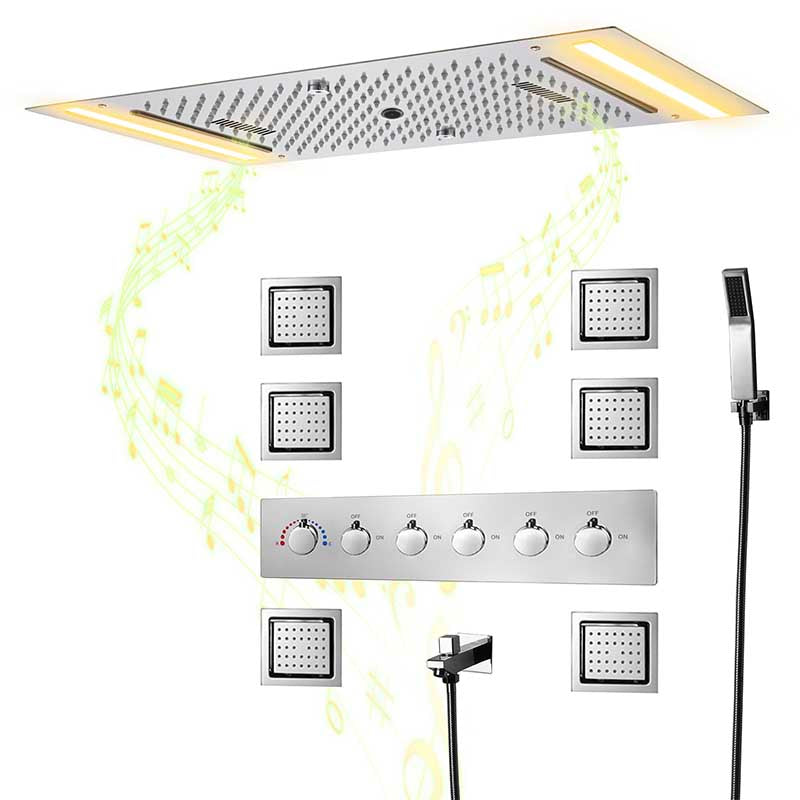 Boelon LED Rainfall Shower System with Integrated Speaker