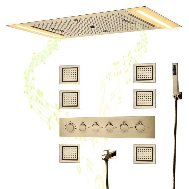 Boelon LED Rainfall Shower System with Integrated Speaker