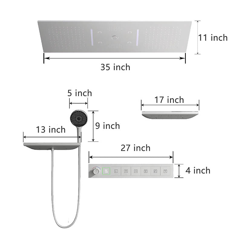 Boelon Luxury Bluetooth Concealed Shower System with LED Lights and Digital Display