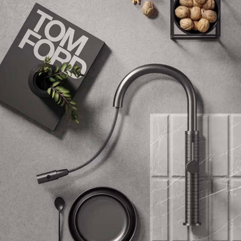 Boelon Luxury Solid Brass Pull-Out Kitchen Faucet with 360° Swivel