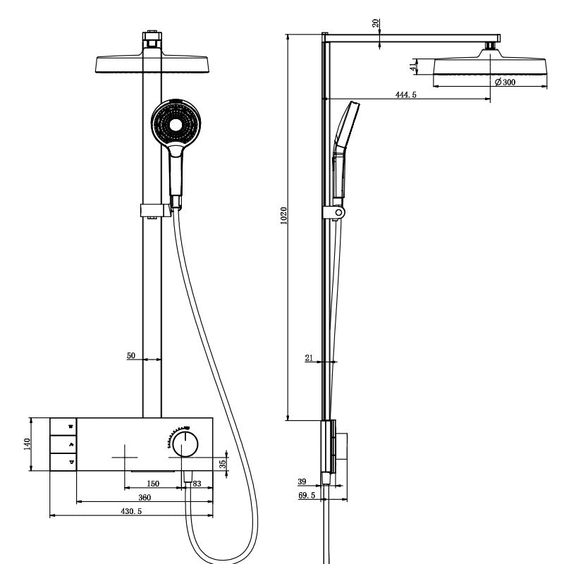 Boelon Modern Rain Shower System with Handheld Spray