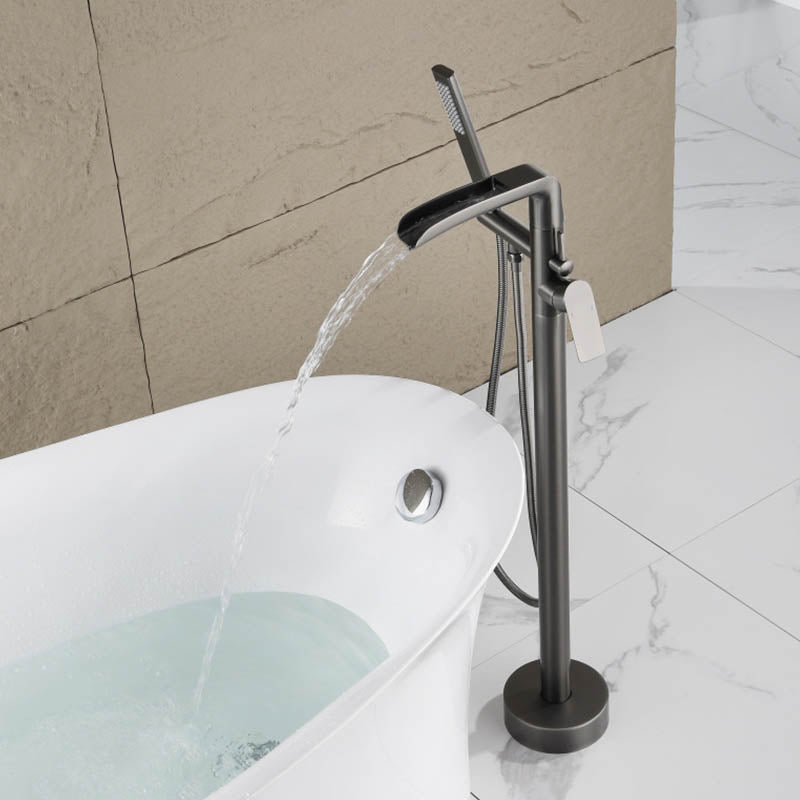 Boelon Freestanding Bathtub Filler with Waterfall Spout and Handheld Shower Attachment