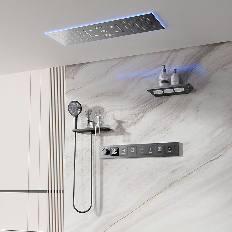 Boelon Smart Shower System with Hydro-Powered LED Digital Temperature Control and Rainfall Head