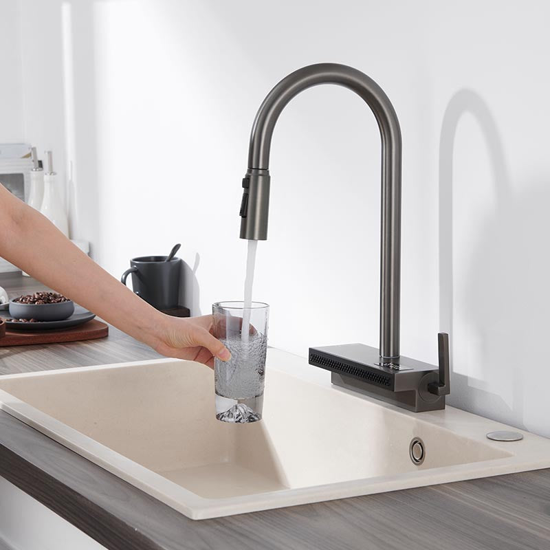 Boelon Pull Down Kitchen Faucet with High-Arc Swivel Spout and Multi-Function Sprayer