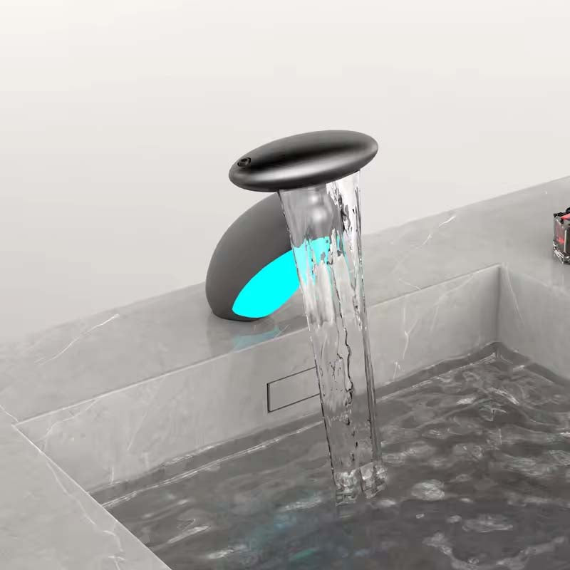 Boelon Modern Bathroom Sink Faucet with Hydro-Powered LED Light and Waterfall Flow