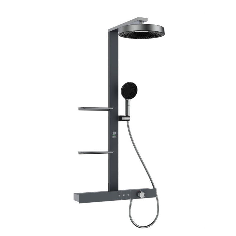 Boelon Brass Shower System with Digital Display and Oversized Storage Shelf