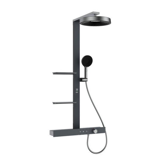 Boelon Brass Shower System with Digital Display and Oversized Storage Shelf