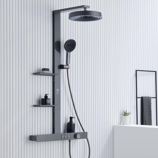 Boelon Brass Shower System with Digital Display and Oversized Storage Shelf