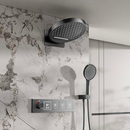 Boelon Built-in Shower System with LED Display and Rainfall Waterfall Overhead Shower