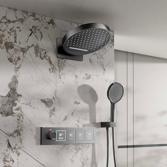 Boelon Built-in Shower System with LED Display and Rainfall Waterfall Overhead Shower