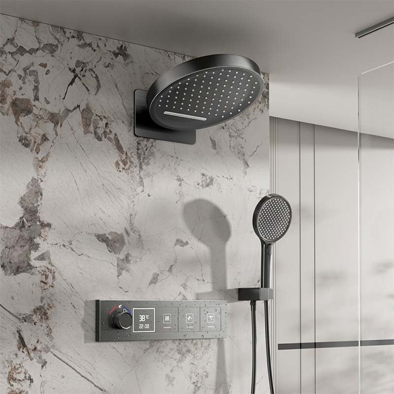 Concealed Shower System with LED Temperature Display and Dual Rainfall ...