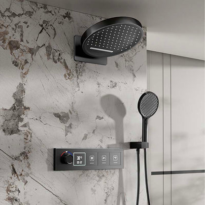 Boelon Built-in Shower System with LED Display and Rainfall Waterfall Overhead Shower