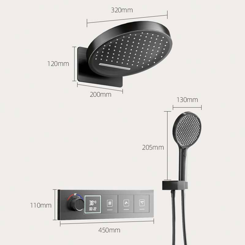 Boelon Built-in Shower System with LED Display and Rainfall Waterfall Overhead Shower