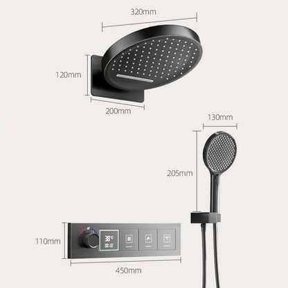 Boelon Built-in Shower System with LED Display and Rainfall Waterfall Overhead Shower