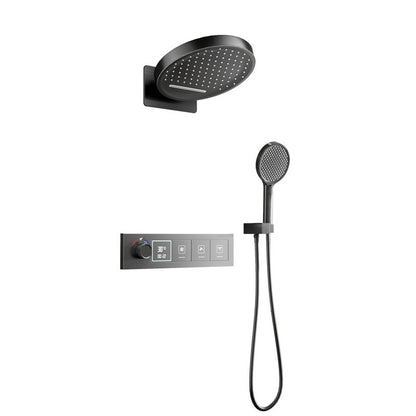 Boelon Built-in Shower System with LED Display and Rainfall Waterfall Overhead Shower