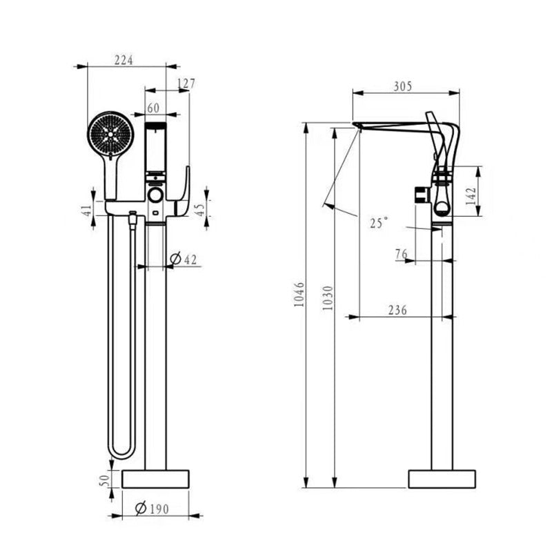 Boelon Floor-Mounted Rainfall Bathtub Shower Faucet