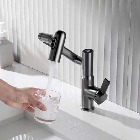Boelon Full-Brass LED Display Basin Faucet with 360° Swivel Arm