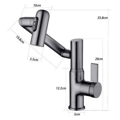 Boelon Full-Brass LED Display Basin Faucet with 360° Swivel Arm
