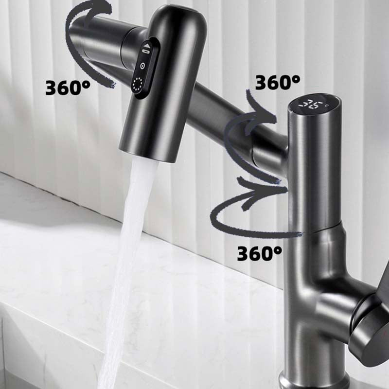 Boelon Full-Brass LED Display Basin Faucet with 360° Swivel Arm
