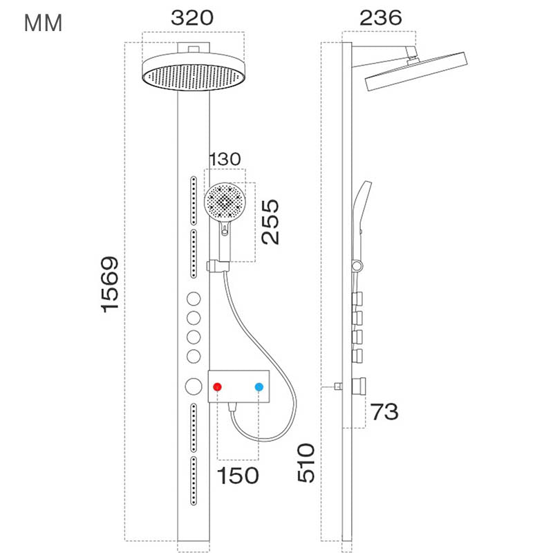 Boelon Jet Shower System with Digital Temperature Display