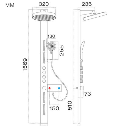 Boelon Jet Shower System with Digital Temperature Display