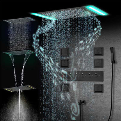 Boelon LED Rainfall Shower System with Integrated Speaker