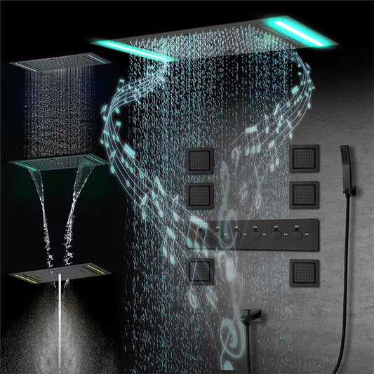 Boelon LED Rainfall Shower System with Integrated Speaker