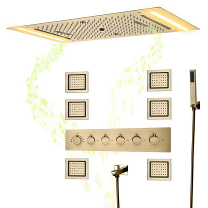 Boelon LED Rainfall Shower System with Integrated Speaker