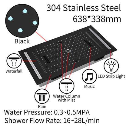 Boelon LED Rainfall Shower System with Integrated Speaker