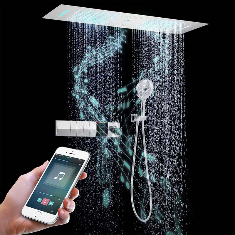 Boelon Luxury Black Concealed LED Music Rain Shower System