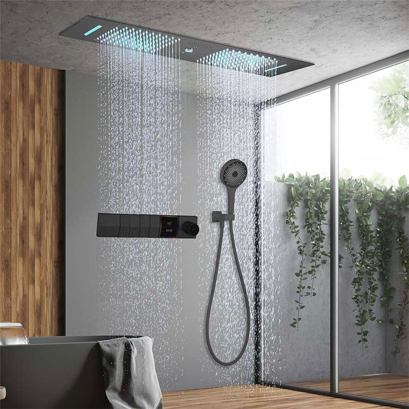 Boelon Luxury Black Concealed LED Music Rain Shower System