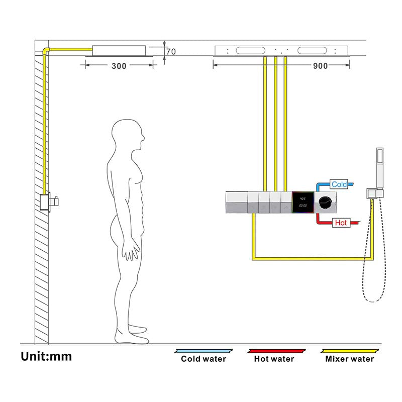 Boelon Luxury Black Concealed LED Music Rain Shower System