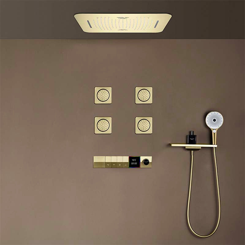 Boelon Luxury Concealed LED Shower System with Bluetooth Speaker and Storage Shelf