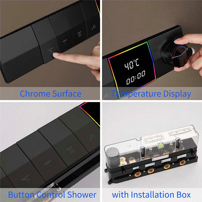 Boelon Luxury Concealed LED Shower System with Bluetooth Speaker and Storage Shelf