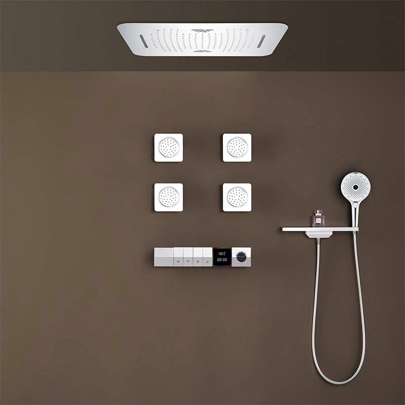 Boelon Luxury Concealed LED Shower System with Bluetooth Speaker and Storage Shelf