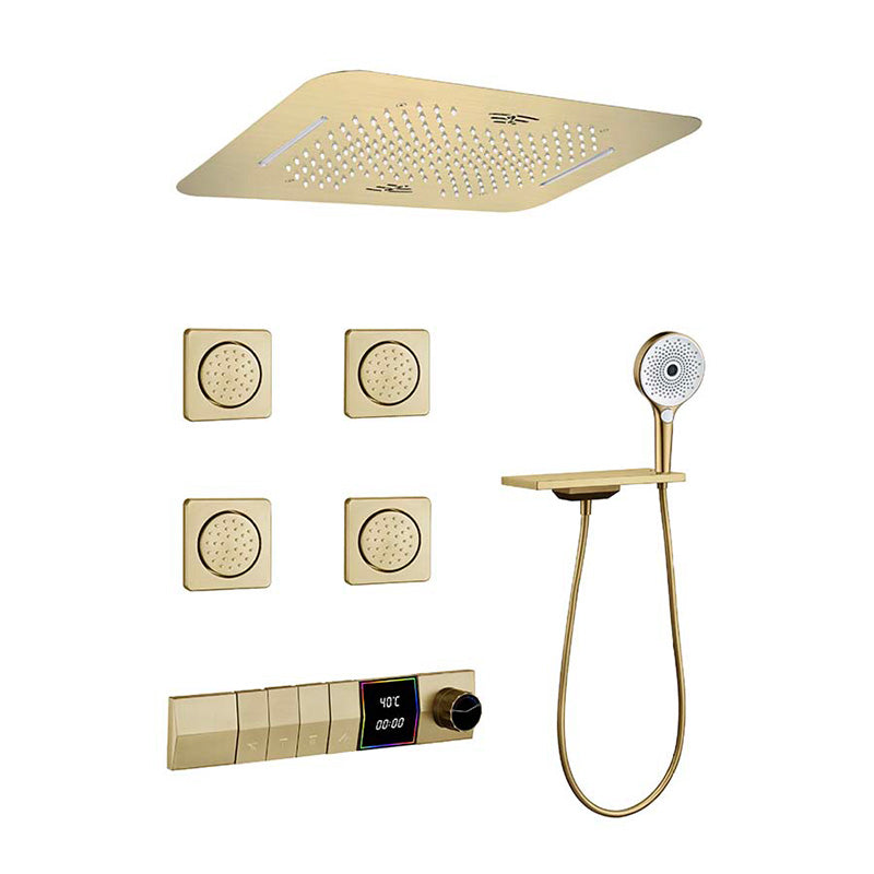 Boelon Luxury Concealed LED Shower System with Bluetooth Speaker and Storage Shelf