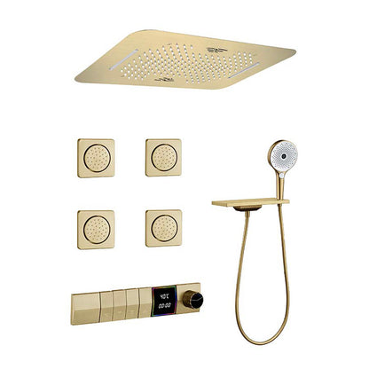 Boelon Luxury Concealed LED Shower System with Bluetooth Speaker and Storage Shelf