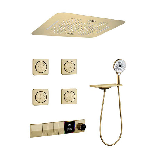 Boelon Luxury Concealed LED Shower System with Bluetooth Speaker and Storage Shelf