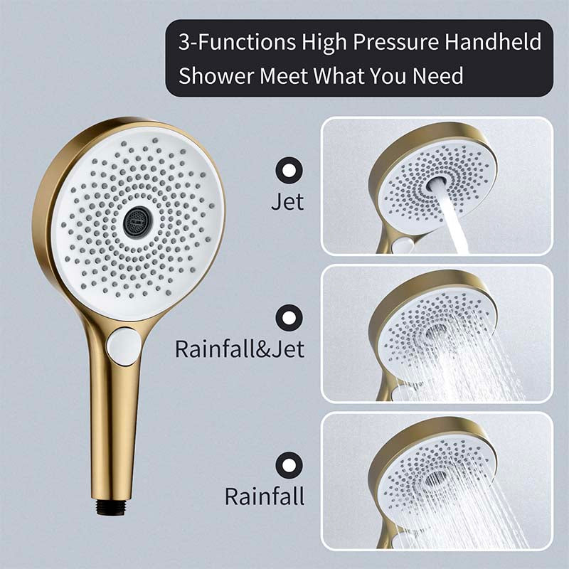 Boelon Luxury Concealed LED Shower System with Bluetooth Speaker and Storage Shelf