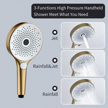 Boelon Luxury Concealed LED Shower System with Bluetooth Speaker and Storage Shelf