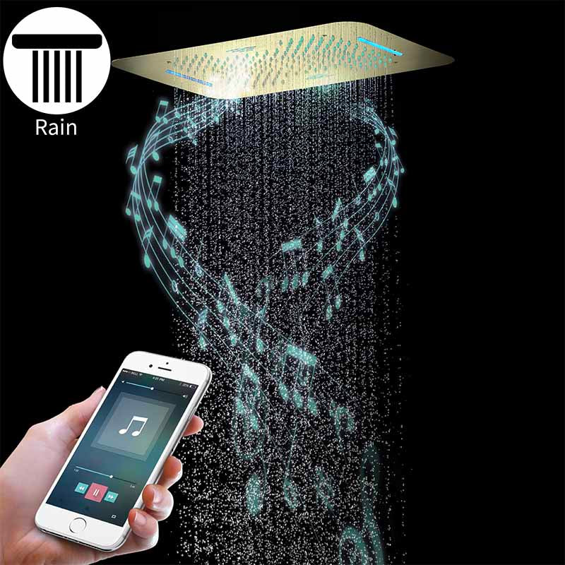 Boelon Luxury Concealed LED Shower System with Bluetooth Speaker and Storage Shelf