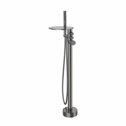 Boelon Luxury Floor-Mounted Waterfall Bathtub Shower Faucet with Storage Shelf