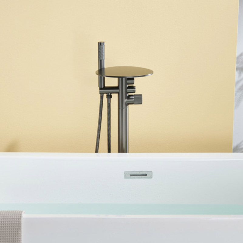 Boelon Luxury Floor-Mounted Waterfall Bathtub Shower Faucet with Storage Shelf