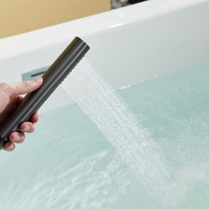 Boelon Luxury Floor-Mounted Waterfall Bathtub Shower Faucet with Storage Shelf