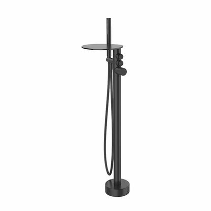 Boelon Luxury Floor-Mounted Waterfall Bathtub Shower Faucet with Storage Shelf