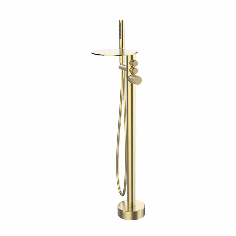 Boelon Luxury Floor-Mounted Waterfall Bathtub Shower Faucet with Storage Shelf